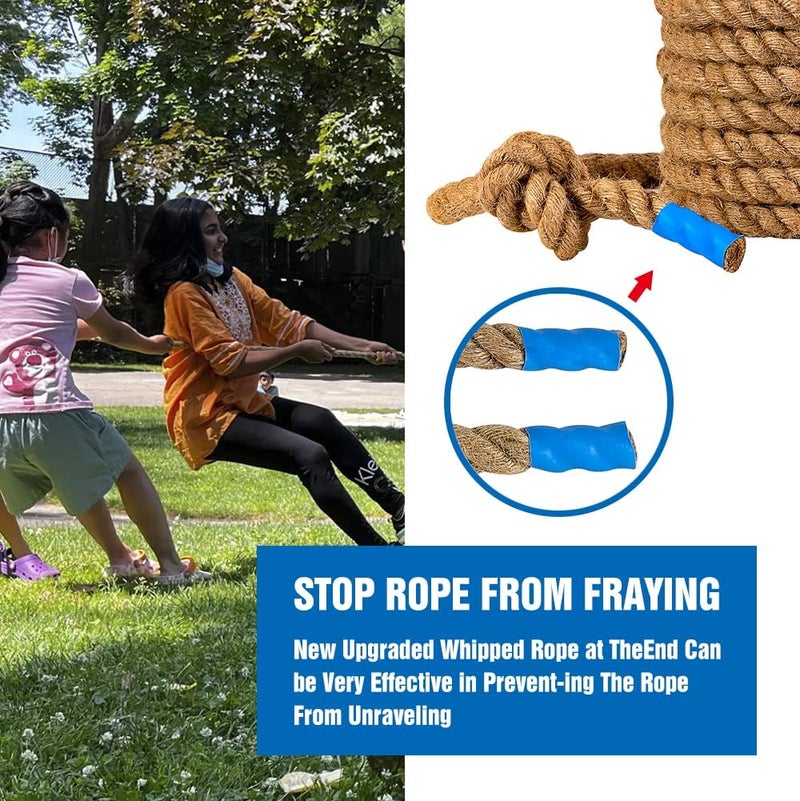 GOTHINK Tug of War Rope with Flag for Kids and Adults - Soft Natural Jute Fiber Rope for Field Day Team Building Party Game Camping Backyard Outdoor Games 20ft Long,Brown - Image 5